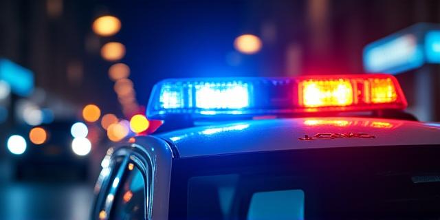 Forze dell'ordine durante un controllo stradale notturno